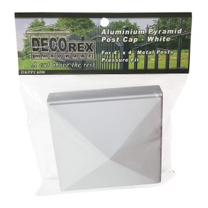 12 Pack Decorex Hardware 4" x 4" Aluminium Pyramid Post Cap for Metal Posts - Pressure Fit - White