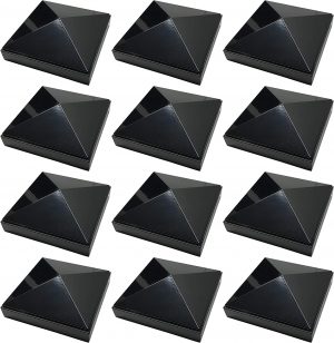 12 Pack Decorex Hardware 4" x 4" Aluminium Pyramid Post Cap for Metal Posts - Pressure Fit - Black