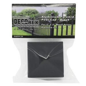 6 Pack Decorex Hardware 2" x 2" Aluminium Pyramid Post Cap for Metal Posts - Pressure Fit - Black