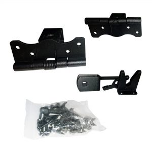 Nuvo Iron Gate Hardware Kit  Galvanized Steel ( 2 Hinges and 1 Latch and Catch) Powder Coated Black High Gloss - SPC16
