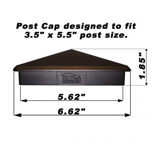 4 Pack Decorex Hardware 3.5" x 5.5" Heavy Duty Aluminium Pyramid Post Cap for True/Actual 3.5" x 5.5" Wood Posts - Black (Works ONLY with Actual 3.5" x 5.5" Posts. Will NOT Work with Actual 4" x 6" Posts)