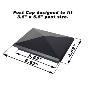 Decorex Hardware 3.5" x 5.5" Heavy Duty Aluminium Pyramid Post Cap for True/Actual 3.5" x 5.5" Wood Posts - Black (Works ONLY with Actual 3.5" x 5.5" Posts. Will NOT Work with Actual 4" x 6" Posts)