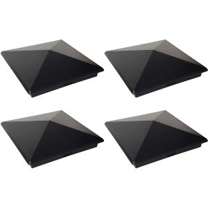 4 Pack Decorex Hardware 7.5" x 7.5" Heavy Duty Aluminium Pyramid Post Cap for True/Actual 7.5" x 7.5" Wood Posts - Black (Works ONLY with Actual 7.5"x7.5" Posts. Will NOT Work with Actual 8" x 8" Posts)