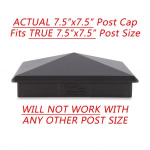 Decorex Hardware 7.5" x 7.5" Heavy Duty Aluminium Pyramid Post Cap for True/Actual 7.5" x 7.5" Wood Posts - Black (Works ONLY with Actual 7.5"x7.5" Posts. Will NOT Work with Actual 8" x 8" Posts)