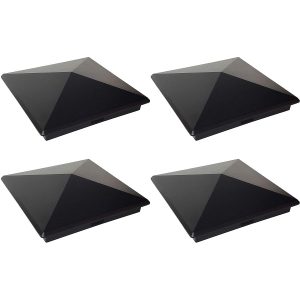 4 Pack Decorex Hardware True 8" x 8" Heavy Duty Aluminium Pyramid Post Cap for True/Actual 8" x 8" Wood Posts - Black (Works ONLY with Actual 8" x 8" Posts. Will NOT Work with Actual 7.5" x 7.5" Posts)