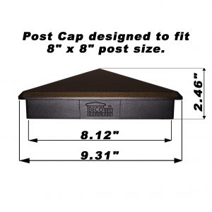 4 Pack Decorex Hardware True 8" x 8" Heavy Duty Aluminium Pyramid Post Cap for True/Actual 8" x 8" Wood Posts - Black (Works ONLY with Actual 8" x 8" Posts. Will NOT Work with Actual 7.5" x 7.5" Posts)