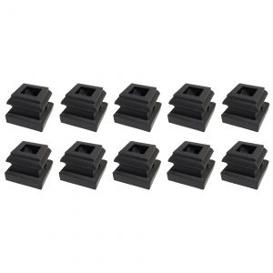10 Pack 1/2" Baluster Flat Base Shoe with Set Screw for Use with 1/2" Square Iron Balusters (Satin Black) - DH-30
