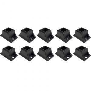 10 Pack Baluster Screw Down Flat Shoe with Set of Screws for Use with 1/2" Square Iron Balusters (Satin Black) - DH-58
