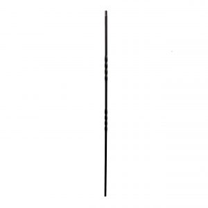 Iron Stair Balusters 1/2" Square x 44" Long, Double Twist, Hollow, Black Powder Coated - 30pcs - (Satin Black) - DH-03