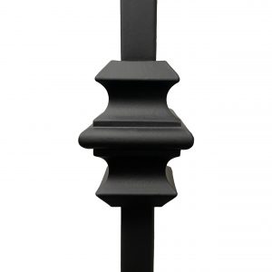 Iron Stair Balusters 1/2" Square x 44" Long, Double Knuckle, Hollow, Black Powder Coated - 15pcs - (Satin Black) - DH-07