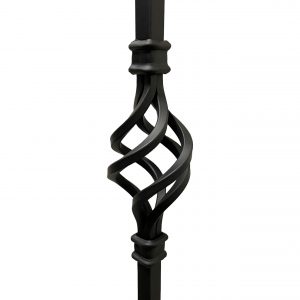 Iron Stair Balusters 1/2" Square x 44" Long, Double Basket, Hollow, Black Powder Coated - 15pcs - (Satin Black) - DH-05