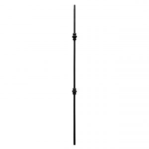 Iron Stair Balusters 1/2" Square x 44" Long, Double Knuckle, Hollow, Black Powder Coated - 15pcs - (Satin Black) - DH-07