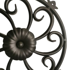 Decorex Hardware 12" Round Ornament Speakeasy/Grill for Gates, Doors, Walls - Wrought Iron, Powder Coated Black - DHOSG-02