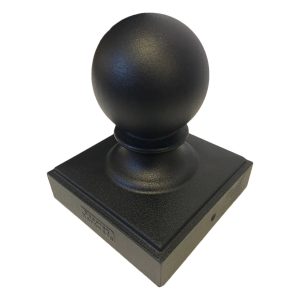 Decorex Hardware 5.5" x 5.5" Heavy Duty Aluminum Ball Post Cap for True/Actual 5.5" x 5.5" Wood Posts - Black (Works ONLY with Actual 5.5" x 5.5" Posts. Will NOT Work with Actual 6" x 6" Posts)