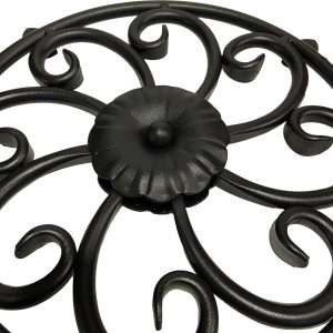 Decorex Hardware 12" Round Ornament Speakeasy/Grill for Gates, Doors, Walls - Wrought Iron, Powder Coated Black - DHOSG-02