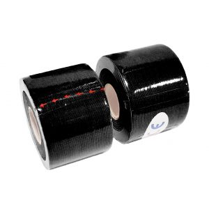 Black Kinesiology Tape 2" x 16" (Two Precut Rolls) for Sports and Therapy, Reduces Inflammation, Suppresses Pain, Stimulates Muscles