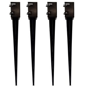 4 Pack Ground Spike Post Anchor 36" Long, for 3.5" x 3.5" Posts, Black Powder Coated - DH-GS3
