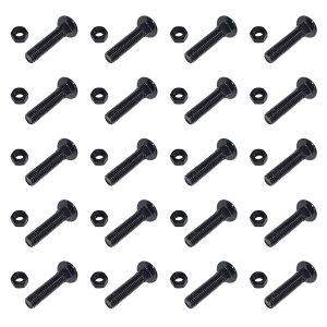 20 Pack 8 x 35 mm Long Carriage Bolt Set w/Hex Nut for Chain Link Fence Accessories - Black