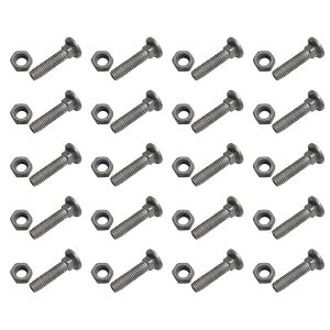 8 x 35 mm Long Carriage Bolt Set w/Hex Nut for Chain Link Fence Accessories (20 Pack)