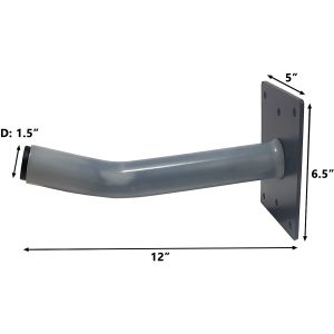 Wall Tire Hanger 12" with Protective Plastic Sleeve and Set of Screws and Anchors - Galvanized Steel Powder Coated Black - TWTH-12