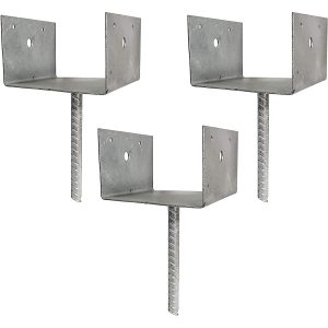 3 Pack Elevated Post Support Saddle Bracket Holder for 5.5" x 5.5" Posts 13G Hot Dip Galvanized