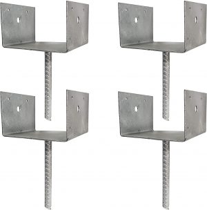 Elevated Post Support Saddle Bracket Holder for 5.5" x 5.5" Posts 13G Hot Dip Galvanized (4 Pack)