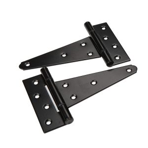 Gate Combo Kit - 2X T-Hinges 6" - Gate Handle 10" - Spring Loaded Gate Latch - Powder Coated Black - Screws Included - DHCGK