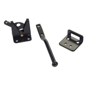 Spring Loaded Gate Latch with Cable and Ring - Powder Coated Black - Screws Included - DHSLGL