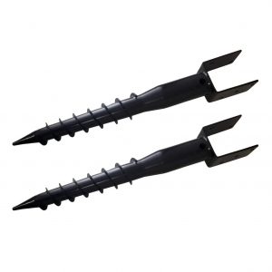 2 Pack Ground Spike Post Anchor 27" Long for 3.5" x 3.5" Post - Black Powder Coated - DH-GS2