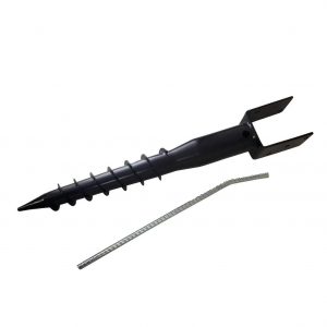 4 Pack Ground Spike Post Anchor (Screw in) 27" Long - for 3.5" x 3.5" Post - Black Powder Coated - DH-GS2
