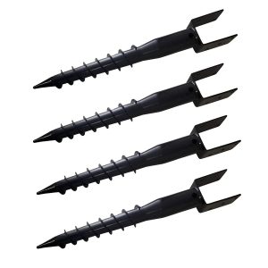 4 Pack Ground Spike Post Anchor (Screw in) 27" Long - for 3.5" x 3.5" Post - Black Powder Coated - DH-GS2
