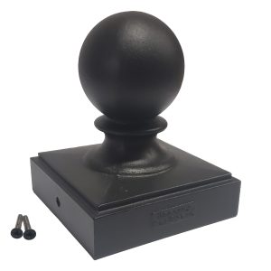 True 6" x 6" Heavy Duty Aluminum Ball Post Cap for True/Actual 6" x 6" Wood Posts - Black (Works ONLY with Actual 6" x 6" Posts. Will NOT Work with Actual 5.5" x 5.5" Posts)