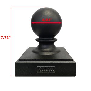 True 6" x 6" Heavy Duty Aluminum Ball Post Cap for True/Actual 6" x 6" Wood Posts - Black