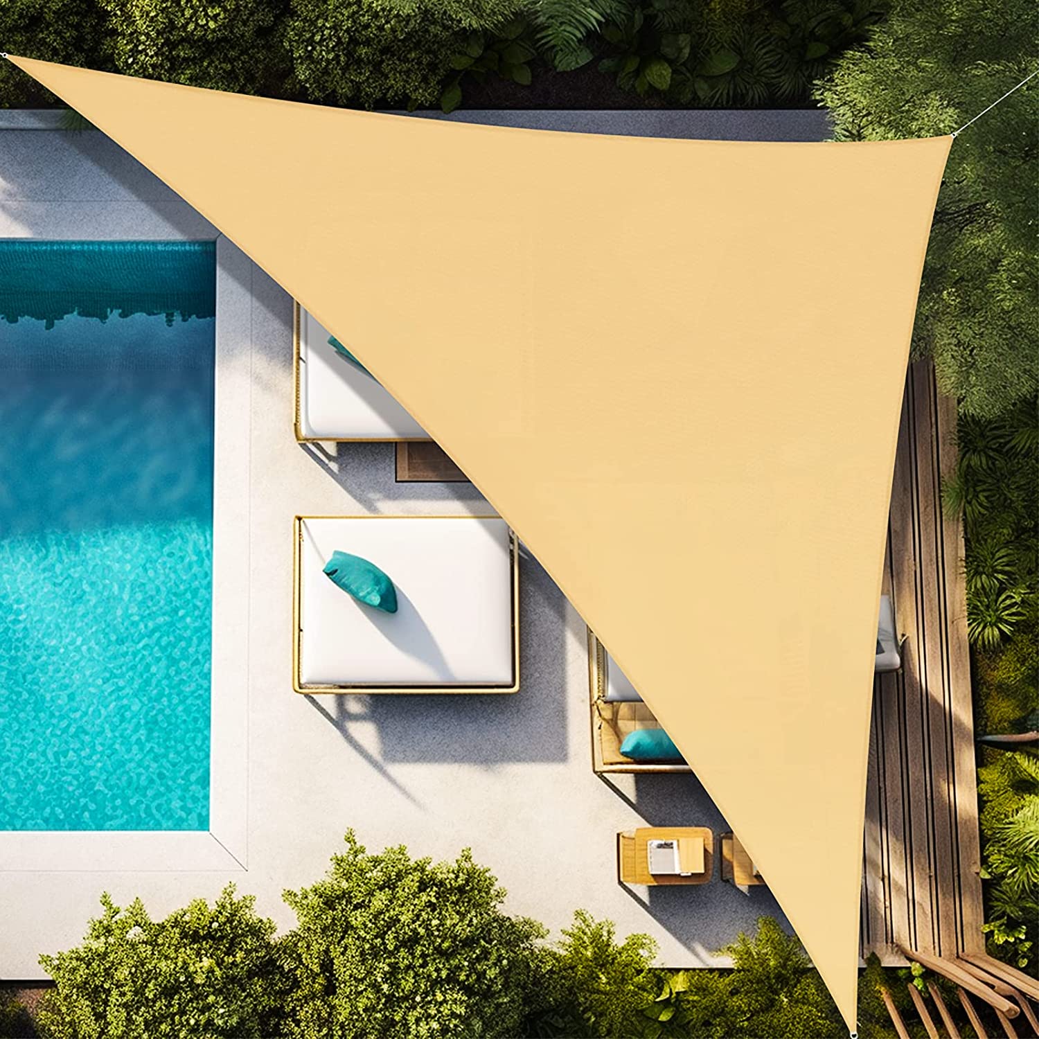 Artpuch 12' x 12' x 17' Triangle Sun Shade Sails Sand UV Block for Shelter Canopy Patio Garden Outdoor Facility Beach and Activities 