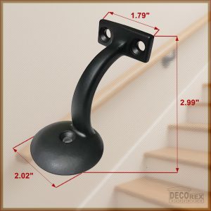 5 Set Handrail Satin Black Round Brackets For Stairways With Mounting Screws - DH-B1
