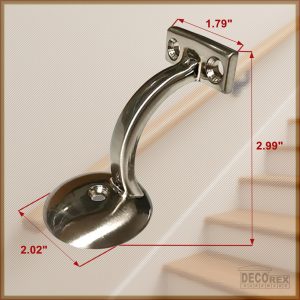 5 Set Satin Chrome Round Handrail Brackets For Stairways with Mounting Screws - DH-B4