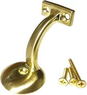 5 Set Brass Plated Handrail Bracket Round For Stairways with Mounting Screws - DH-B3