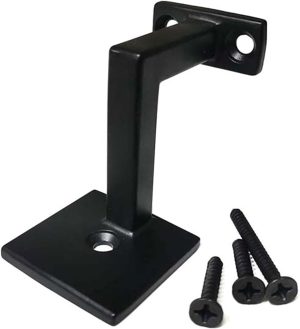 5 Set Handrail Square Brackets for Stairways with Mounting Screws - (Satin Black) - DH-B5