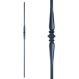 Iron Stair Balusters 1/2" Single Spoon Square x 44" Long Hollow, Black Powder Coated - 15pcs - (Satin Black) - DH-16