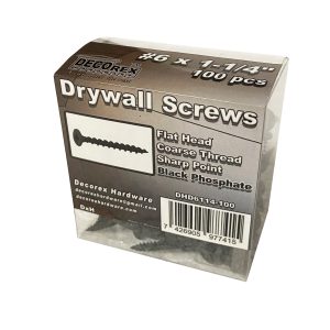 #6 x 1-1/4" Drywall Screws | Phillips Drive | Bugle Head | Coarse Thread | Sharp Point | Bit Included | Black Phosphate - 100pcs