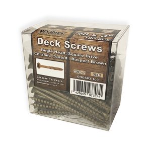 100pcs #8 x 3" Deck Screws | Square Drive | Bugle Head | Brown Ruspert