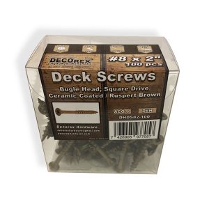 100 pcs #8 x 2" Deck Screws | Square Drive | Bugle Head | Brown Ruspert