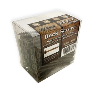 100pcs #8 x 3" Deck Screws | Square Drive | Bugle Head | Brown Ruspert