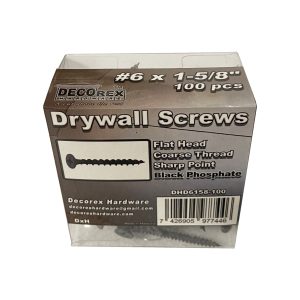 #6 x 1-5/8" Drywall Screws | Phillips Drive | Bugle Head | Coarse Thread | Sharp Point | Bit Included | Black Phosphate - 100pcs
