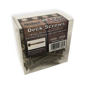 100pcs #8 x 2 1/2" Deck Screws | Square Drive | Bugle Head | Brown Ruspert