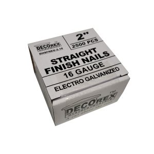 2" Straight Finish Nails, 16 Gauge, Brad Head, Electro Galvanized - 2500pcs Box (DHSFNEG-2.16)