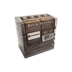 100 pc Box #10 x 3" Deck Screws | Square Drive | Bugle Head | Brown Ruspert