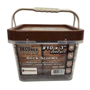 2000 pc Box #10 x 3" Deck Screws | Square Drive | Bugle Head | Brown Ruspert